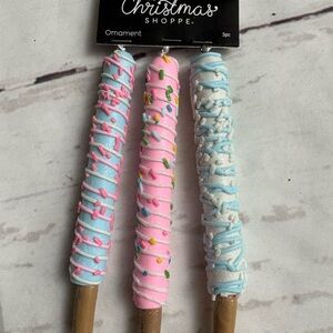 3-Pretzel Pops Pastel Colors Christmas Tree Ornament 6 in  Food Sweets Candy